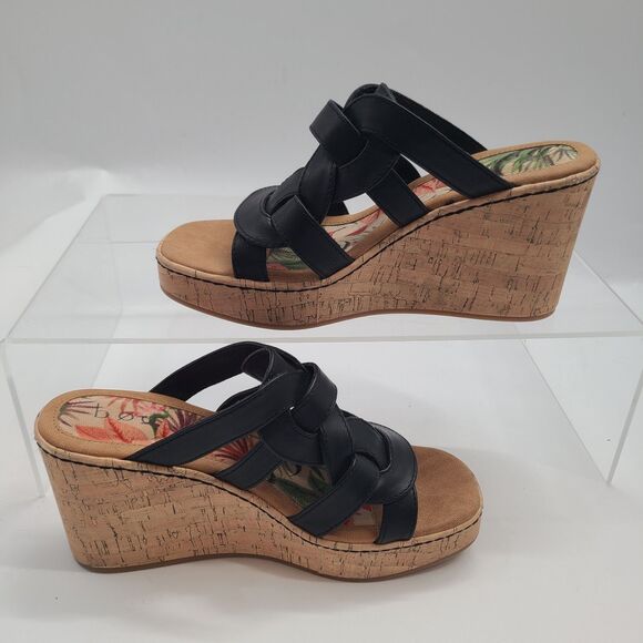 NEW B.O.C. Cora Platform Wedge Sandal Black SZ-10 Comfort Open Toe Boho - Picture 2 of 9